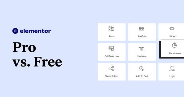 so sánh Elementor Pro với Elementor free