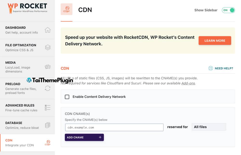 tính năng cdn wp rocket