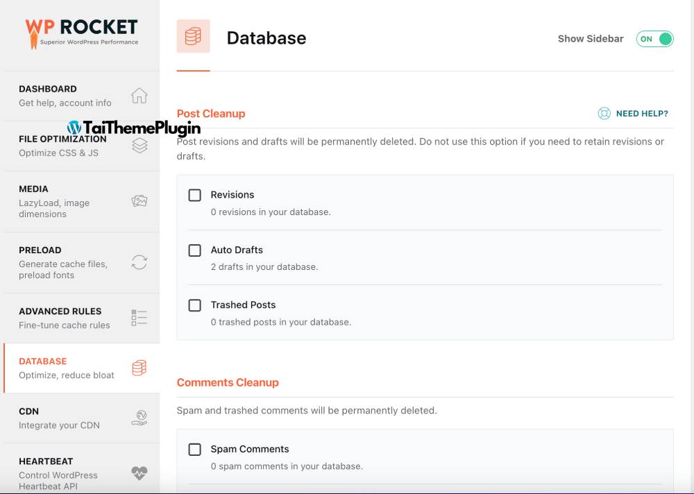 tối ưu database WP Rocket